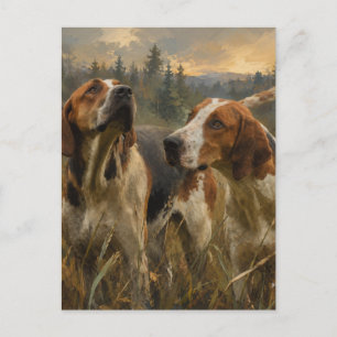 Postal Festiva Retrato de Foxhound – Noble Perro de Caza