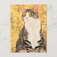 Retrato de gato blanco gris vintage