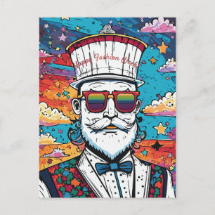 Postal Festiva Retrato de moda masculino con barba
