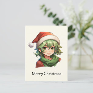 Postal Festiva Retrato de navidades Anime Elf