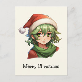 Postal Festiva Retrato de navidades Anime Elf