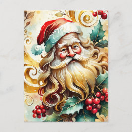 Postal Festiva Retrato de Papá Noel