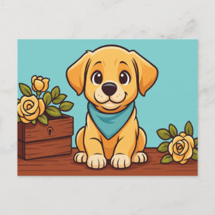 Postal Festiva Retrato de perro cachorro Labrador Retriever vinta