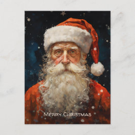 Postal Festiva Retrato de Santa Claus Estilo Van Gogh
