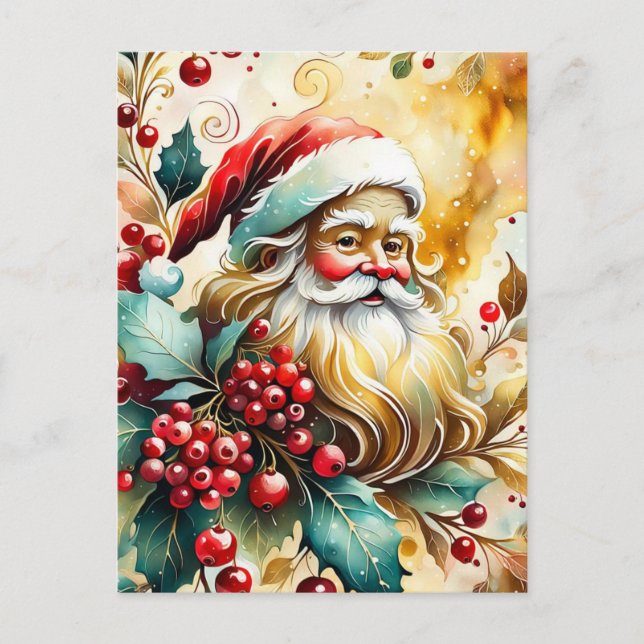 Postal Festiva Retrato de Santa Clause (Anverso)