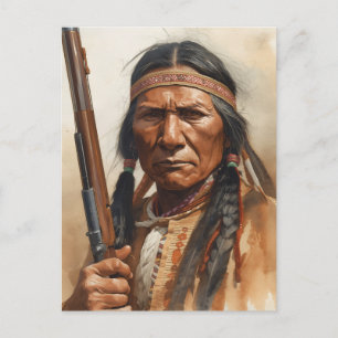 Postal Festiva Retrato del jefe indio Geronimo guerrero