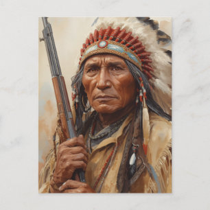 Postal Festiva Retrato del jefe indio Geronimo guerrero