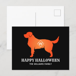 Postal Festiva Retriever Dorado Naranja Feliz Halloween