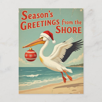 Postal Festiva Retro Beach Your Text Season’s Greetings Postcard