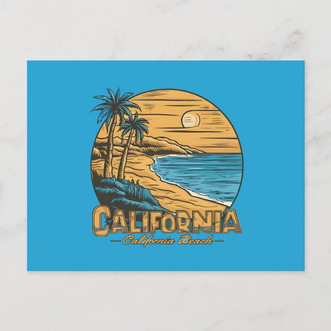 Postal Festiva Retro California Sunset Beach Scene (Anverso)
