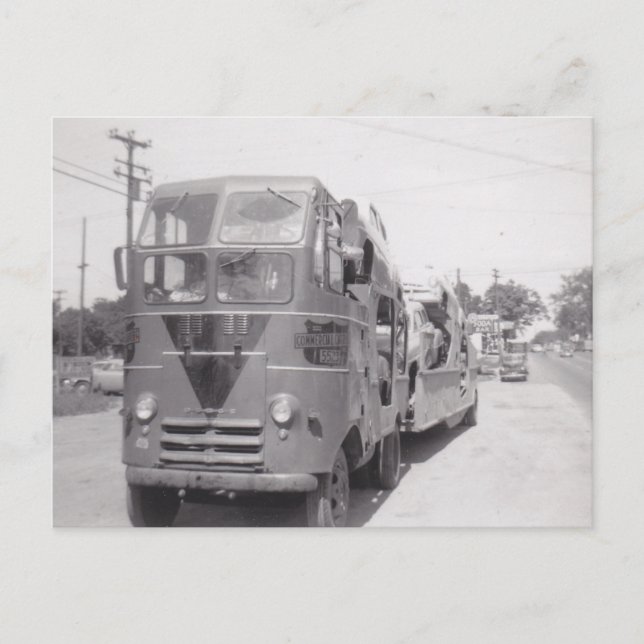 Postal Festiva Retro Camión Comercial Semi transportista Detroit  (Anverso)