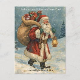 Postal Festiva Retro Classic Santa Claus Custom Photo Christmas