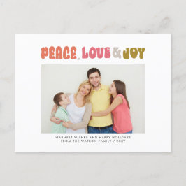 Postal Festiva Retro Groovy Peace Love Joy Typography