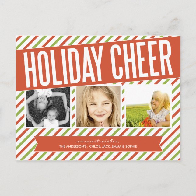POSTAL FESTIVA RETRO HOLIDAY CHEER | HOLIDAY PHOTO CARD (Anverso)