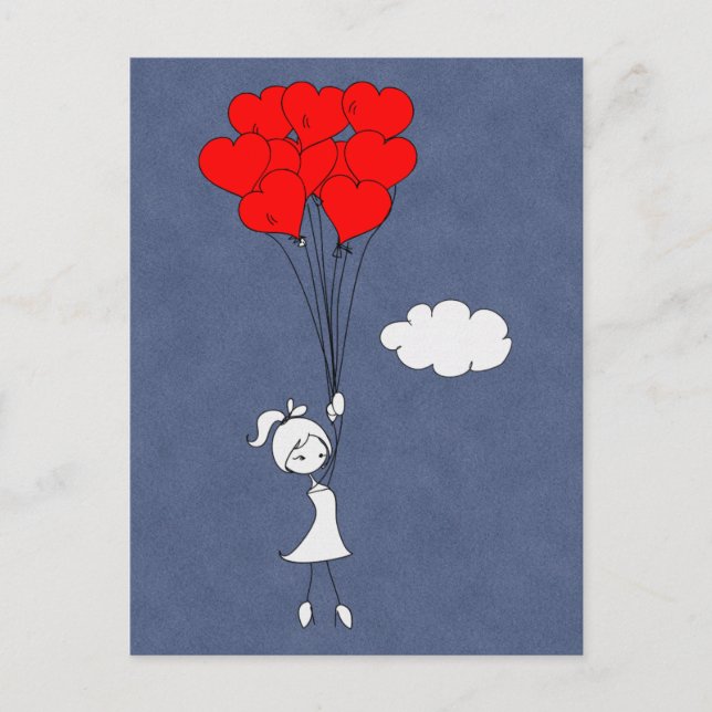 Postal Festiva Retro I Love You Valentine’s Day Hearts (Anverso)