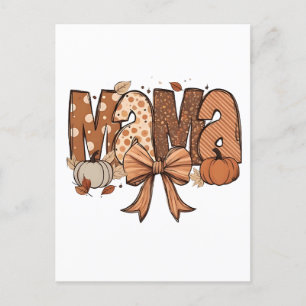 Postal Festiva Retro Mama Coquette Bow otoño Acción de Gracias
