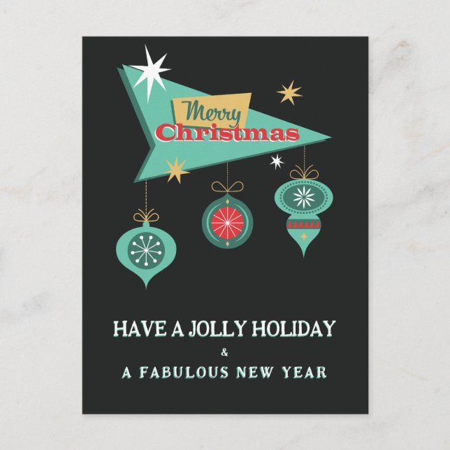 Postal Festiva Retro Merry Christmas Billboard Greeting Card (Anverso)