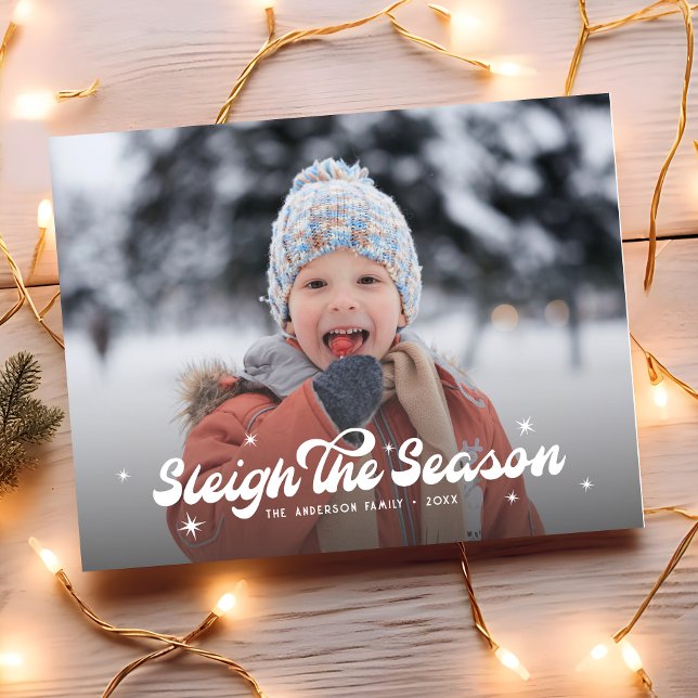 Postal Festiva Retro Moderno Sleigh Navidades De Fotografía De Te (Subido por el creador)