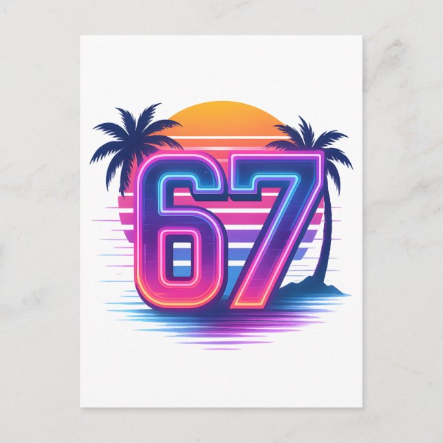 Postal Festiva Retro Neon 67 Estética (Anverso)
