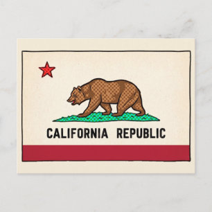 Postal Festiva Retro Oso del Estado Dorado República de Californi