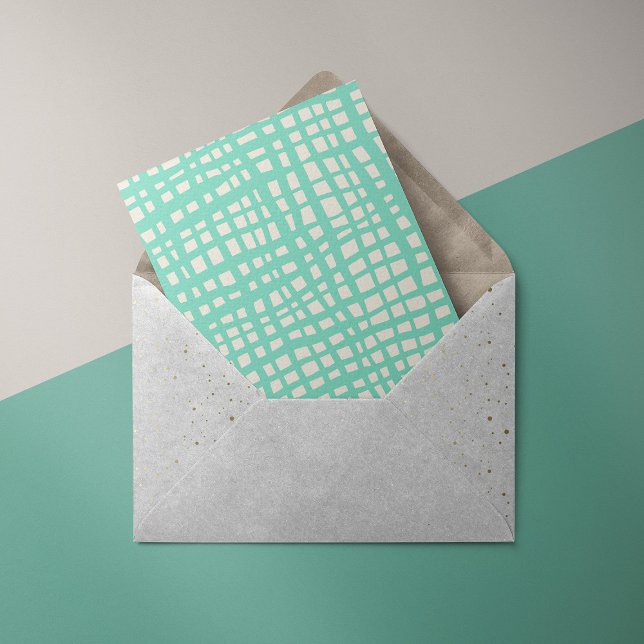 Postal Festiva Retro pastel turquoise grid pattern holiday (Subido por el creador)