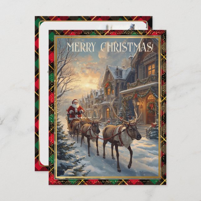 Postal Festiva Retro Santa Claus Custom Address Classic Christmas (Anverso / Reverso)