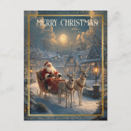 Postal Festiva Retro Santa Custom Address Photo Classic Christmas