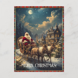 Postal Festiva Retro Santa Custom Photo Address Classic Christmas