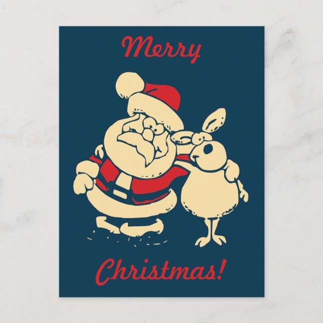 Postal Festiva Retro Santa personalizado con mensaje (Anverso)