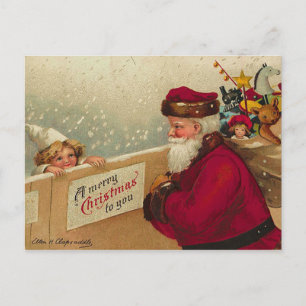 Postal Festiva Retro Santa Postcard
