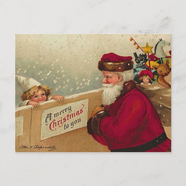 Postal Festiva Retro Santa Postcard (Anverso)