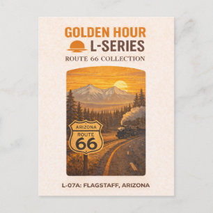 Postal Festiva Retro Señal de la ruta 66 de Flagstaff Arizona Art