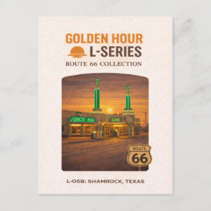 Postal Festiva Retro Shamrock Señal en la Ruta 66 de Texas Arte L