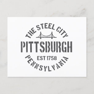 Postal Festiva Retro Steel City Pittsburgh Pennsylvania Yinz vint