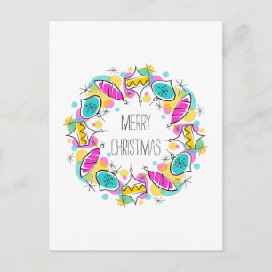 Postal Festiva Retro Tree Baubles Circle Navidades verticales