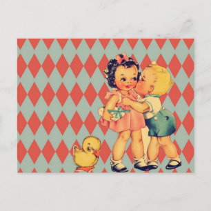 Postal Festiva Retro Valentine Kitsch Vintage Kids