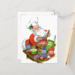 Postal Festiva retro vintage Baking Santa Holiday