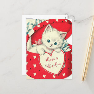 Postal Festiva retro vintage cat Valentine