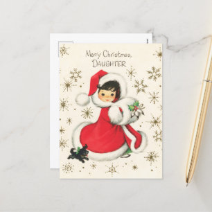 Postal Festiva retro vintage Christmas Daughter