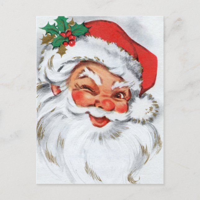 Postal Festiva retro vintage Christmas Santa (Anverso)