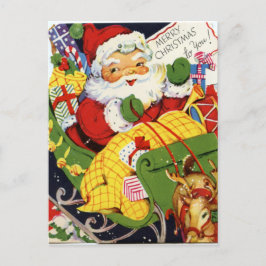 Postal Festiva retro vintage Christmas Santa
