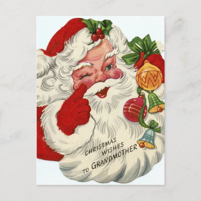 Postal Festiva retro vintage Christmas Santa (Anverso)