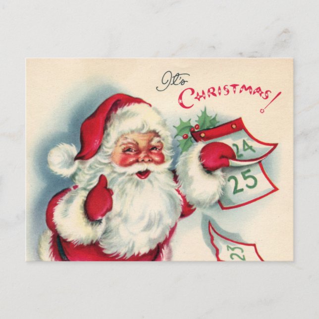 Postal Festiva retro vintage Christmas Santa (Anverso)