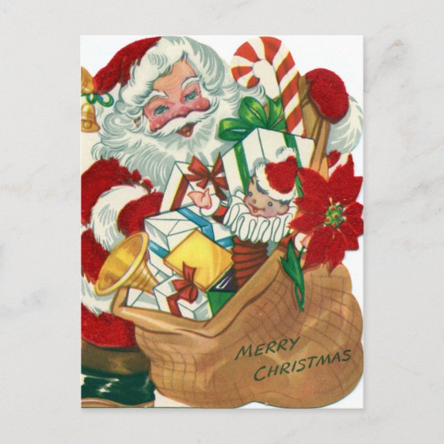 Postal Festiva retro vintage Christmas Santa (Anverso)