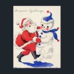 Postal Festiva retro vintage Christmas Santa snowman<br><div class="desc">postal retro vintage de Navidad Santa snowman</div>