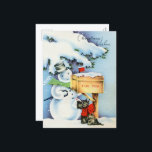 Postal Festiva retro vintage Christmas Snowman scottie perro<br><div class="desc">retro vintage Christmas Snowman scottie perro de vacaciones postal</div>