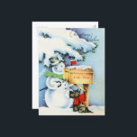 Postal Festiva retro vintage Christmas Snowman scottie perro<br><div class="desc">retro vintage Christmas Snowman scottie perro de vacaciones postal</div>