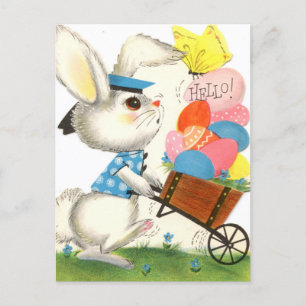 Postal Festiva retro vintage Easter bunny Holiday Postcard