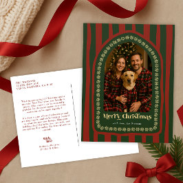 Postal Festiva Retro Vintage Hand Drawing Red Green Arch Photo