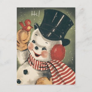 Postal Festiva Retro Vintage Jolly Snowman